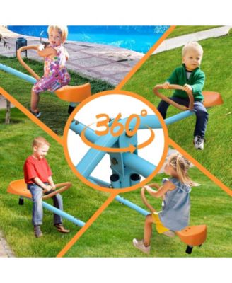 4 Seat Kids Spinning Seesaw Teeter Totter Outdoor Playground Equipment for Backyard Swivel Toy