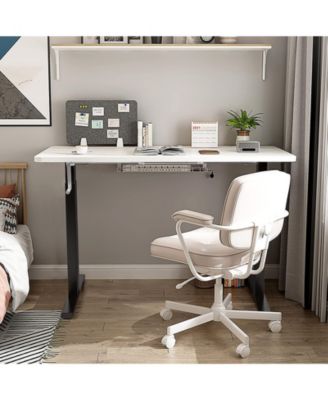 Hand Crank Stand Up Desk Frame, Manual Height Adjustable Standing Workstation with Foldable Crank Handle, Cable Management Tray