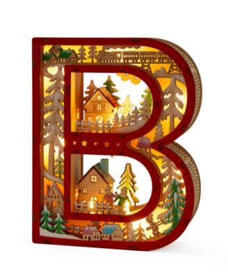 LED Wood Monogram Letter Decor - B