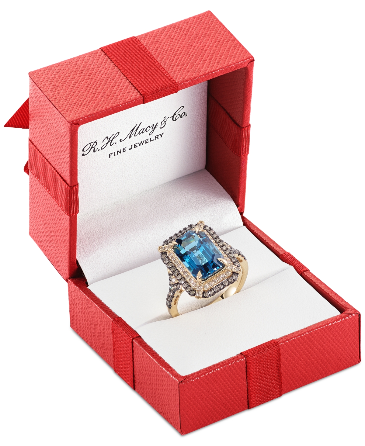 Le Vian Deep Sea Blue Topaz (3-7/8 Ct. T.w.) & Diamond (5/8 Ct. T.w.) Double Halo Ring In 14k Rose Gold (als In Blue