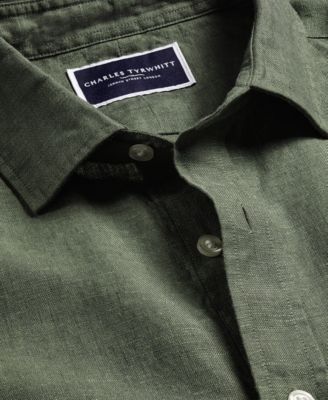 Men's Slim-Fit Button-Down Linen Shirt 