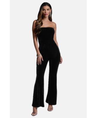 Women's Strapless Velvet Jumpsuit