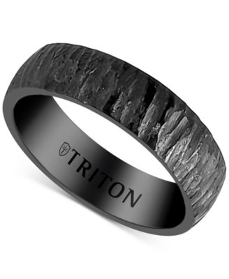 Triton - Men's Hammered Texture Band in Black Titanium