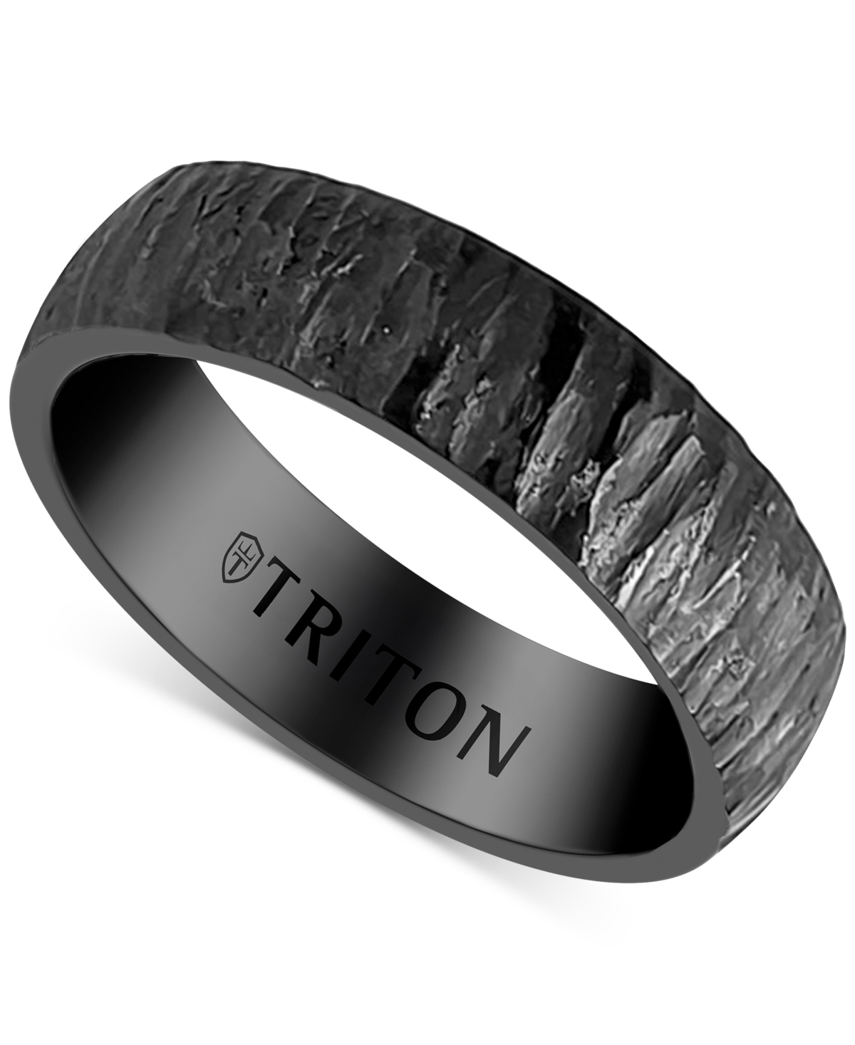 Triton Men's Hammered Texture Band In Black Titanium