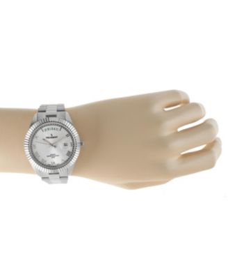 Men's 40mm Silver Face Fluted Bezel Stainless Steel Bracelet Watch