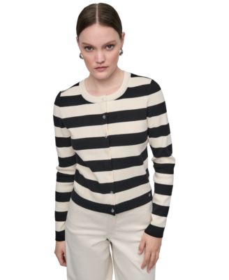 DKNY Jeans - Women's Striped Cropped Cardigan Sweater