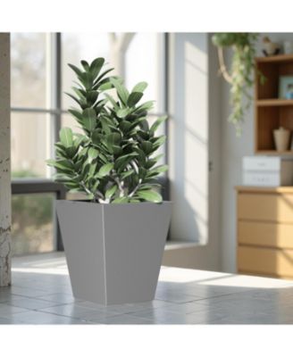 22" Metal Tapered Planter - Burnished Grey