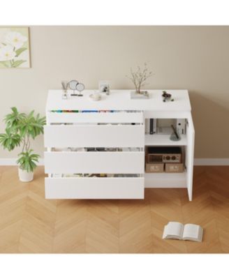 Wooden side cabinet with hidden drawers