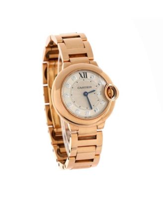 Бывшие в употреблении кварцевые часы Cartier Ballon Bleu de Cartier из розового золота с бриллиантовыми метками диаметром 28 мм