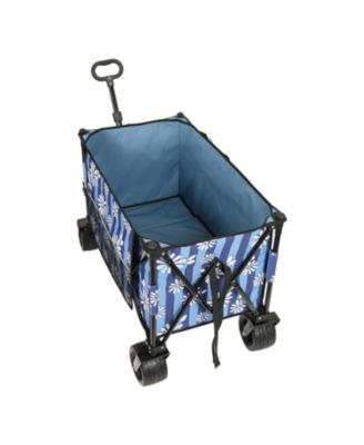 Heavy-Duty Folding Wagon Cart w/ Picnic Mat - Blue