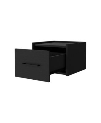 Floating Nightstand with One Drawer in Faux Wood – Space-Saving Storage Solution