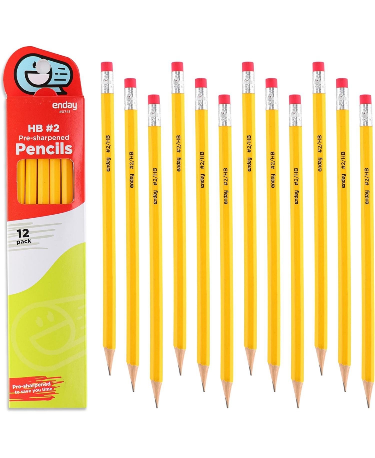 Presharpened #2 Pencils - 12 Count, Wood-Cased Yellow Sharpened Pencils with Latex-Free Eraser, Long-Lasting Durable for School, Office and Clas