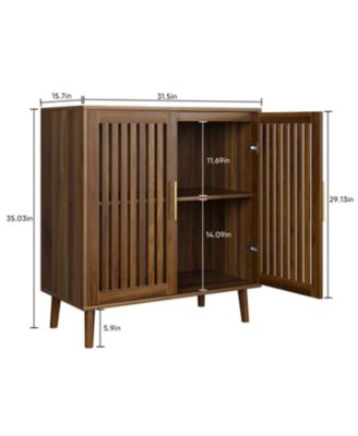 Farmhouse Buffet Cabinet with Louvered Doors - Walnut