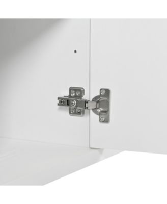 White Wood Buffet Cabinet with Carved Doors & Storage