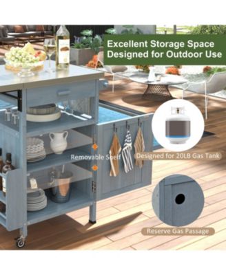 Outdoor Grill Cart with Stainless Steel Top & Storage