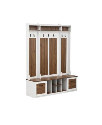 Entryway Hall Tree: Bench, Coat Rack, Drawers & Shelves