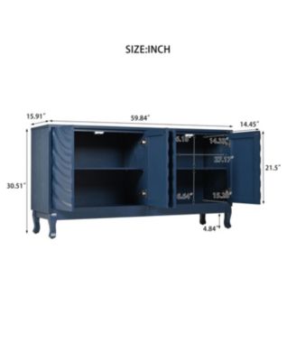 Navy Blue Sideboard with Wavy Doors & Arched Groove Design