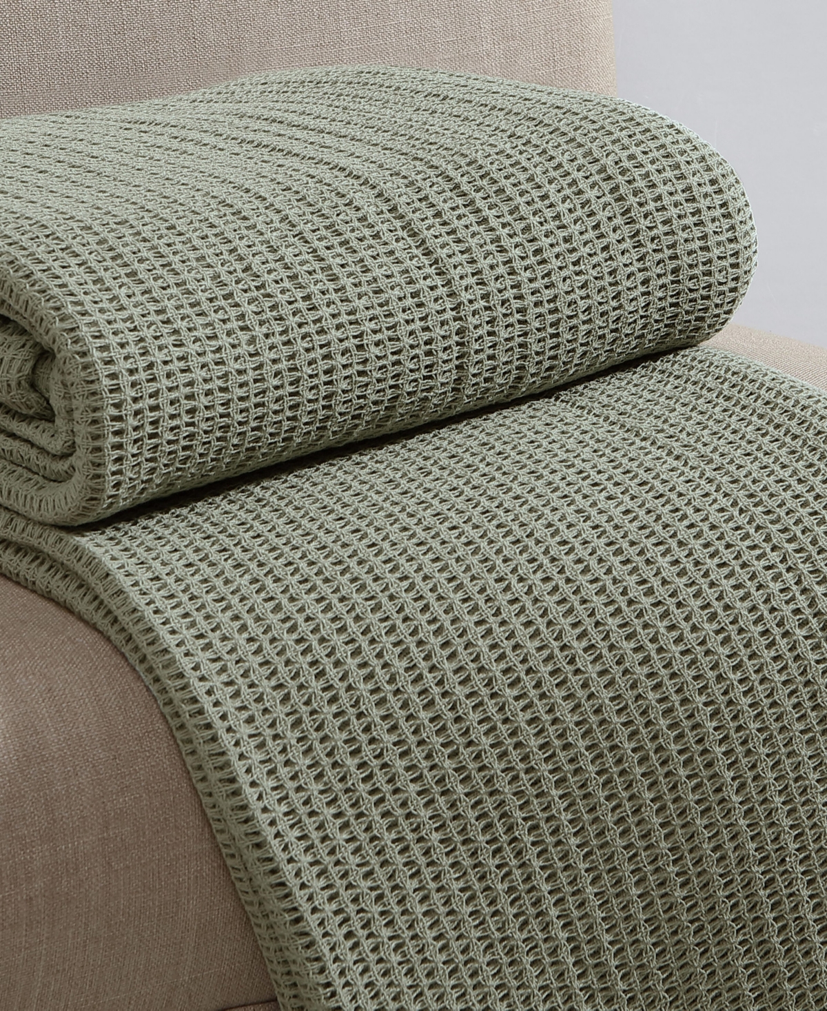 Calvin Klein Honeycomb Cotton Woven Blanket, Queen In Green
