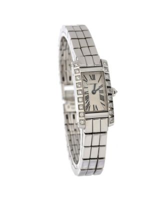 Бывшие в употреблении кварцевые часы Cartier Tank Allongee Laniere из белого золота с бриллиантовым безелем диаметром 14 мм