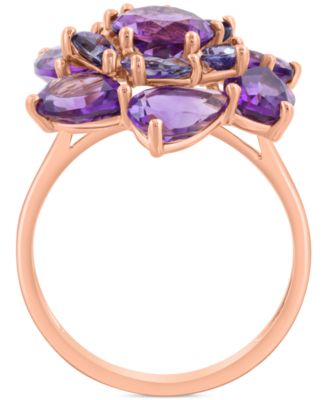 EFFY&reg; Amethyst (5-1/10 ct. t.w.) & Iolite (3/4 ct. t.w.) Statement Ring in 14k Rose Gold