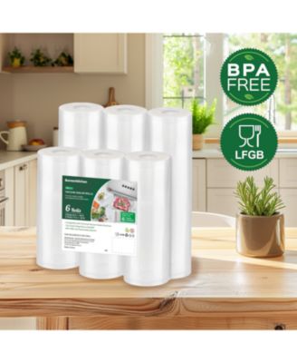 Bonsenkitchen Vacuum Sealer Rolls – 6 Pack (3x11"x20' + 3x8"x20'), BPA-Free, Durable, Custom Size Bags for Food Storage & Sous Vide Cooking