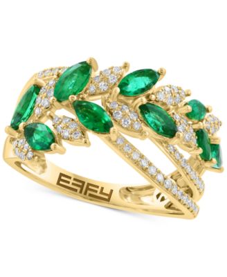 EFFY Collection - Emerald (1 ct. t.w.) & Diamond (1/4 ct. t.w.) Statement Ring in 14k Yellow Gold