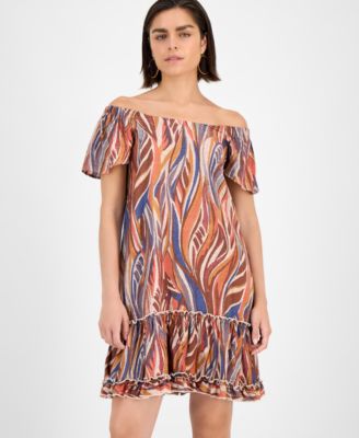 Women's Printed Off-The-Shoulder Dress