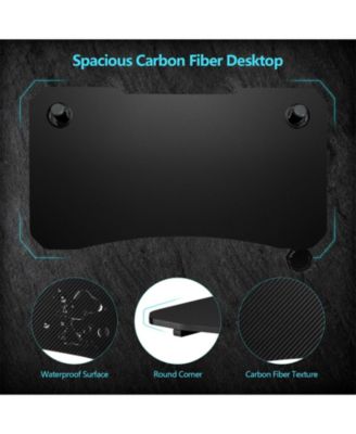 43.5 Inch Height Adjustable Gaming Desk with Blue LED Lights