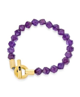 Boho Handmade Round Faceted Natural Stone 8MM Ball Bead Stacking Bracelet Gold Tone Stainless Steel