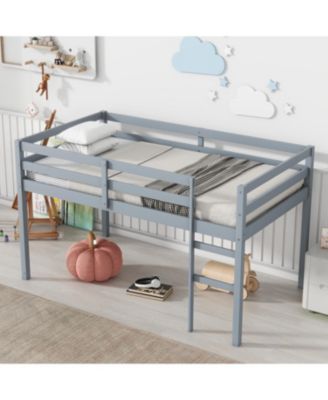 Twin Loft Bed with Sturdy Platform & Ladder - Grey