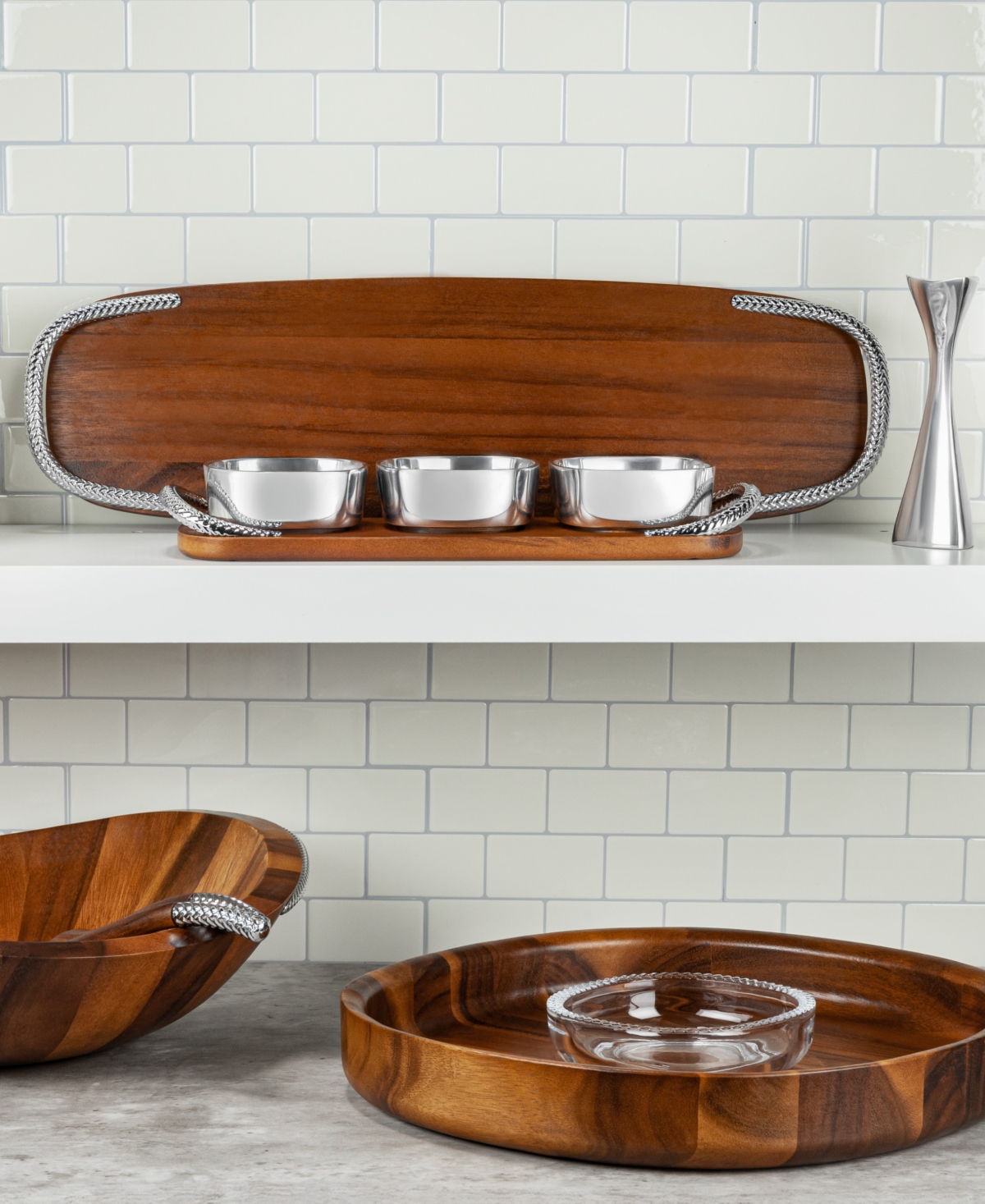 Nambe Braid Chip And Dip Bowl In Brown