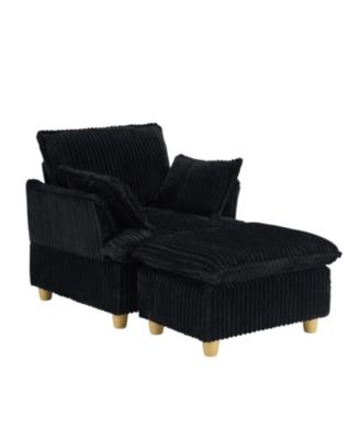 Streamdale Corduroy Sofa with Ottoman & Pillows - Living Room/Balcony/Study