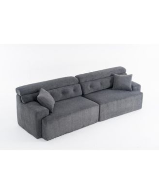 Streamdale Gray 4-Seater Compression Sofa with Pillows