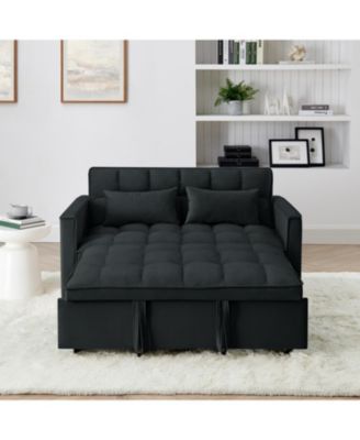 Streamdale 54.33inch versatile foldable sofa bed in 3 lengths, modern sofa velvet pull-out bed, adjustable back