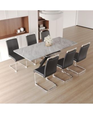 Streamdale Extendable Dining Table Set for 6-8 with Upholstered Chairs