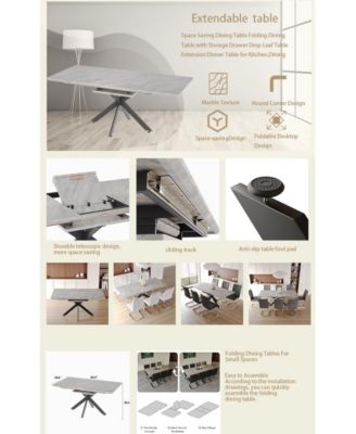 Streamdale Extendable Dining Table Set for 6-8 with Upholstered Chairs