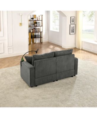 Streamdale Modern Loveseat with Storage, Cup Holders, & Charging Ports