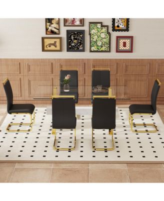 Streamdale Elegant Glass Dining Set with 8 PU Chairs