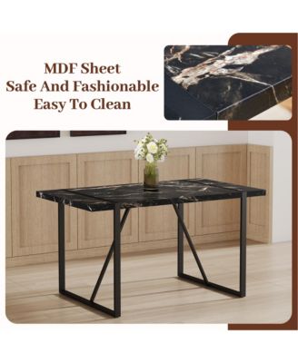 Modern Marble Dining Set - 4 Chairs with PU Upholstery