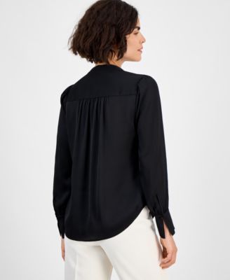 Petite Split-Neck Blouse