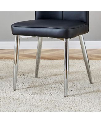 Black Marble Table & 4 PU Chairs