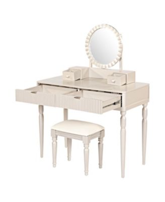 Vanity Desk Set with Mirror & Stool