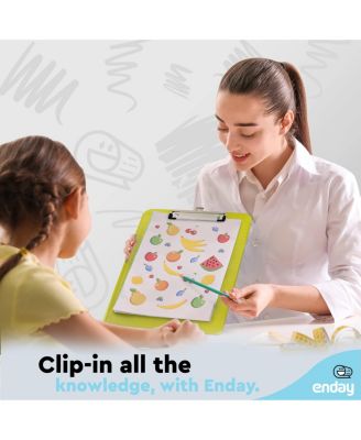 Plastic Clipboard Standard Size Pink, Translucent Low Profile Clip Board, Hangable Clipboard, 12.7” x 9”, Holds 100 Sheets, 1 Pc - by Enday