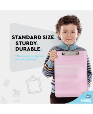Plastic Clipboard Standard Size Pink, Translucent Low Profile Clip Board, Hangable Clipboard, 12.7” x 9”, Holds 100 Sheets, 1 Pc - by Enday