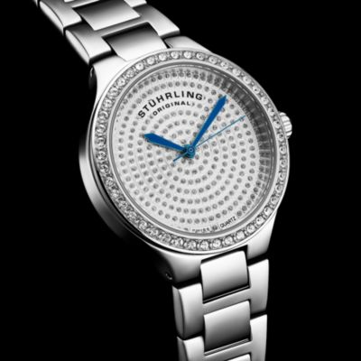 Original Women's Quartz Watch – Silver Dial with Swarovski Crystals & Triple-Row Stainless Steel Bracelet