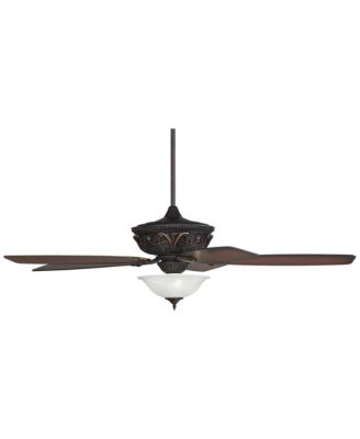 60" Montego Industrial Rustic Indoor Ceiling Fan LED Light Oil Rubbed Bronze Teak Alabaster Glass Living Kitchen Home