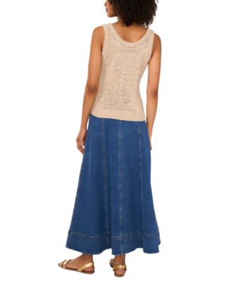 Women's Seamed Denim Zip-Back Maxi Skirt