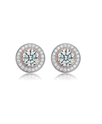Classy Cubic Zirconia Round Halo Stud Earrings