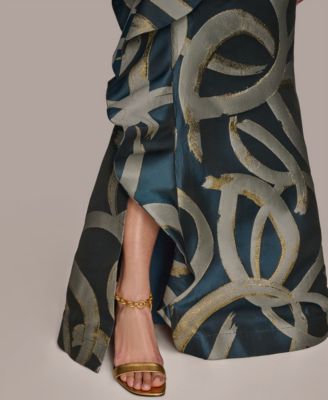 Women's Metallic Print Strapless Gown