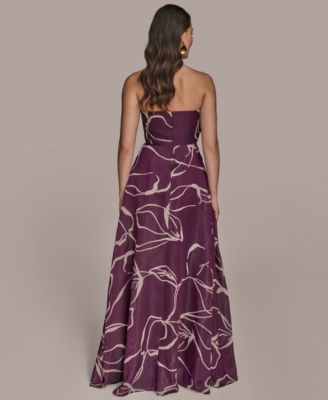 Women's Printed Strapless Gown